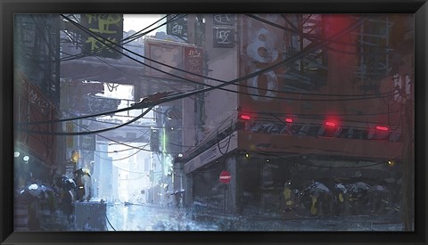 Framed Japan Rain Print