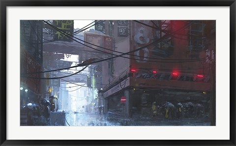 Framed Japan Rain Print