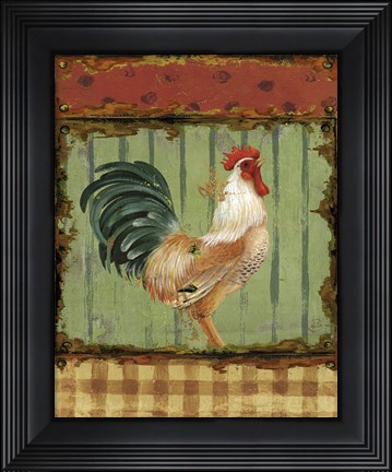 Framed Rooster Portraits I Print