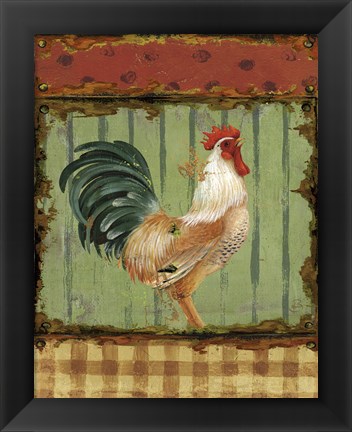 Framed Rooster Portraits I Print