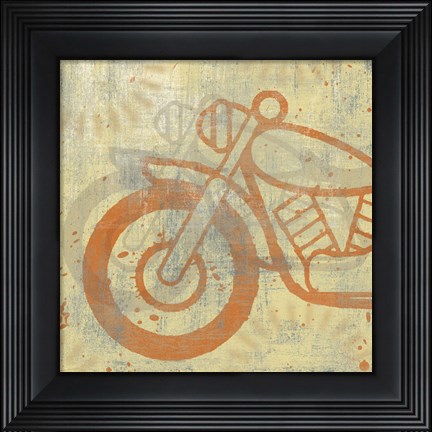Framed Motorcycle I Print