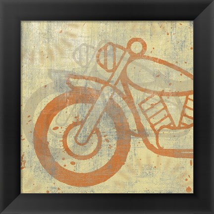 Framed Motorcycle I Print