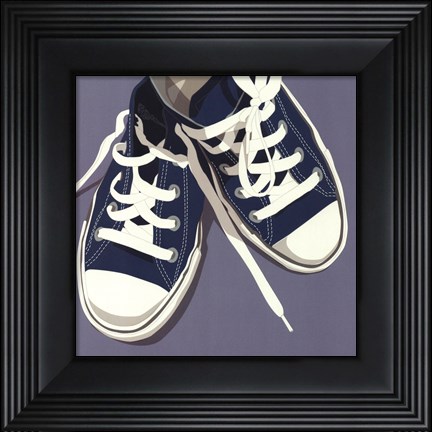 Framed Lowtops (blue on gray) Print