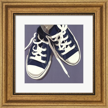 Framed Lowtops (blue on gray) Print