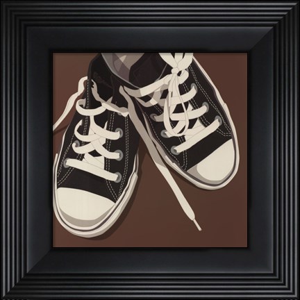 Framed Lowtops (black on brown) Print
