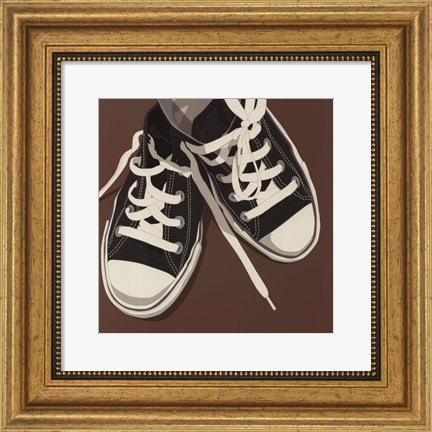 Framed Lowtops (black on brown) Print