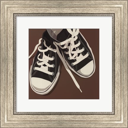 Framed Lowtops (black on brown) Print