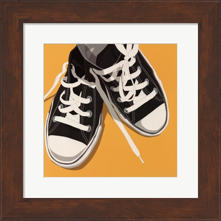 Framed Lowtops (black on yellow) Print