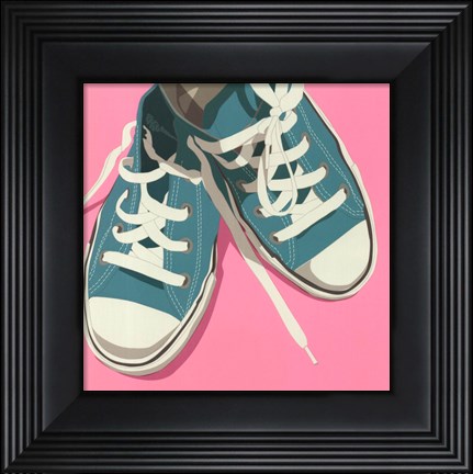 Framed Lowtops (blue on pink) Print