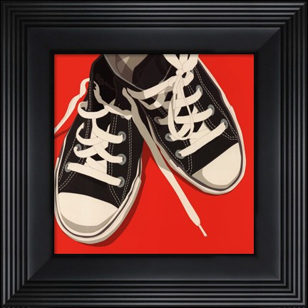 Framed Lowtops (black on red) Print