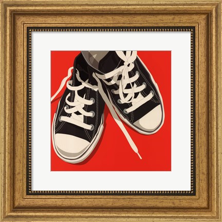 Framed Lowtops (black on red) Print