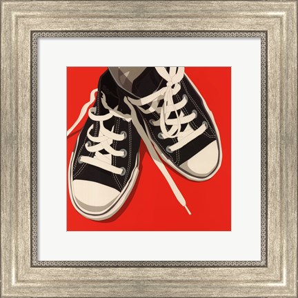 Framed Lowtops (black on red) Print