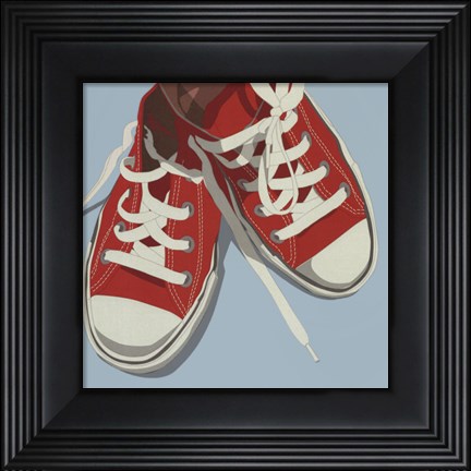 Framed Lowtops (red on blue) Print