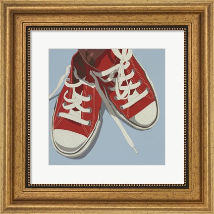 Framed Lowtops (red on blue) Print