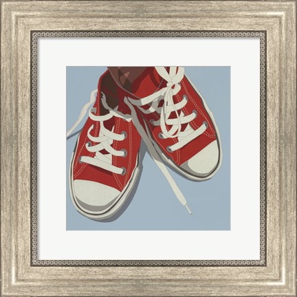 Framed Lowtops (red on blue) Print