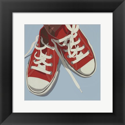 Framed Lowtops (red on blue) Print