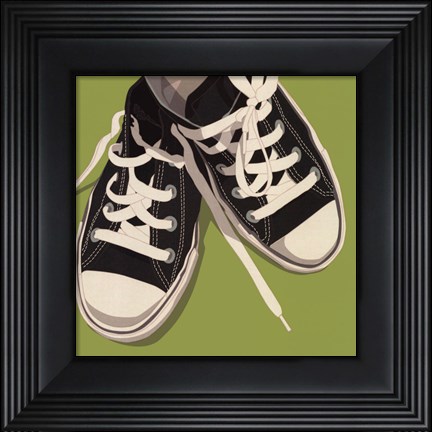 Framed Lowtops (black on green) Print