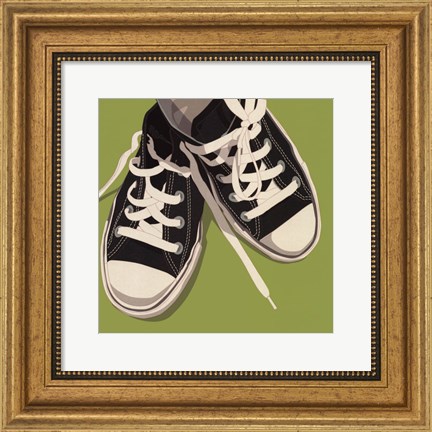Framed Lowtops (black on green) Print