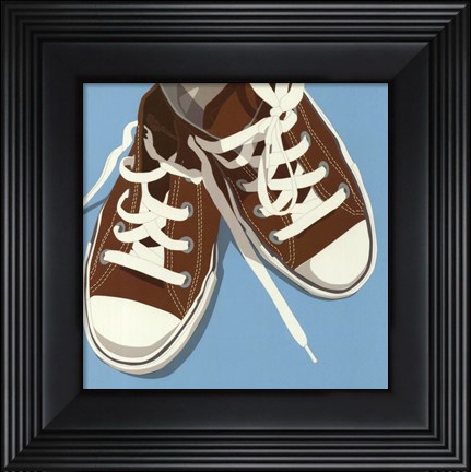 Framed Lowtops (brown on blue) Print