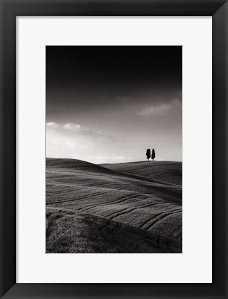 Framed Late Afternoon Sunset on Twin Cypresses Print