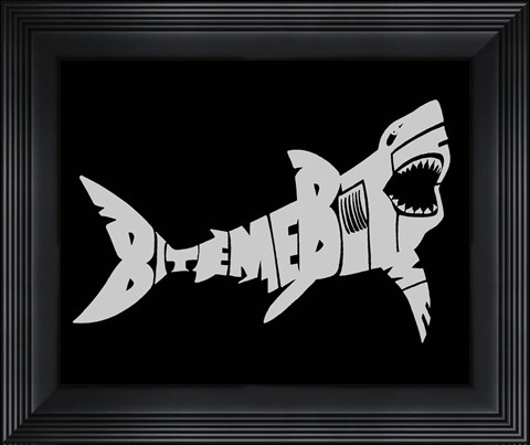 Framed Bite Me Shark Print