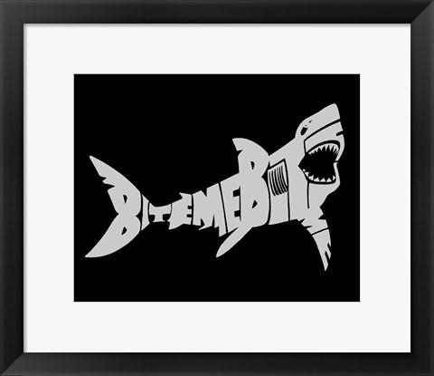 Framed Bite Me Shark Print