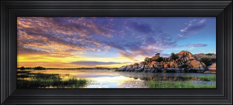 Framed Willow Lake Spring Sunset Print
