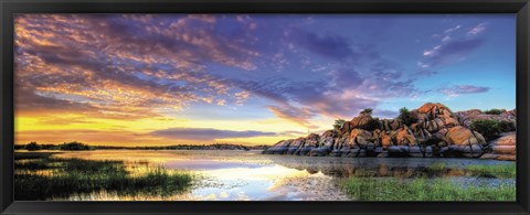 Framed Willow Lake Spring Sunset Print