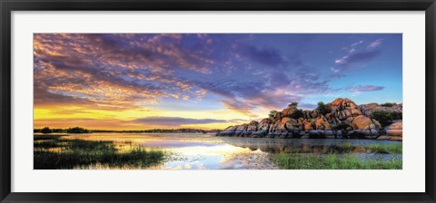 Framed Willow Lake Spring Sunset Print