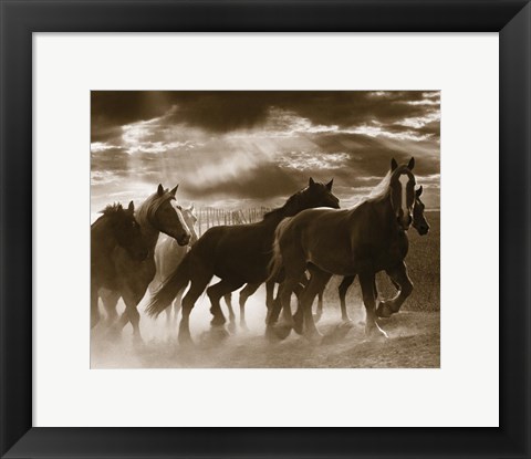 Framed Running Horses &amp; Sunbeams Print