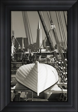 Framed Lifeboat and San Francisco Skyline Print