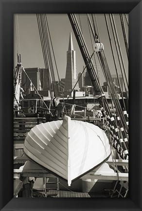 Framed Lifeboat and San Francisco Skyline Print