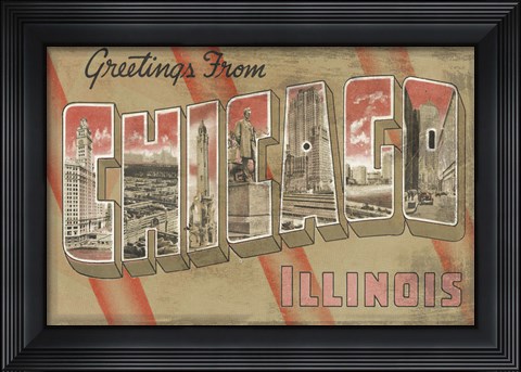 Framed Greetings from Chicago Print