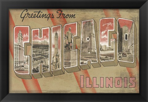 Framed Greetings from Chicago Print