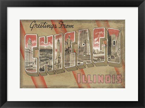 Framed Greetings from Chicago Print