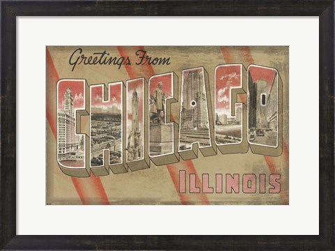 Framed Greetings from Chicago Print