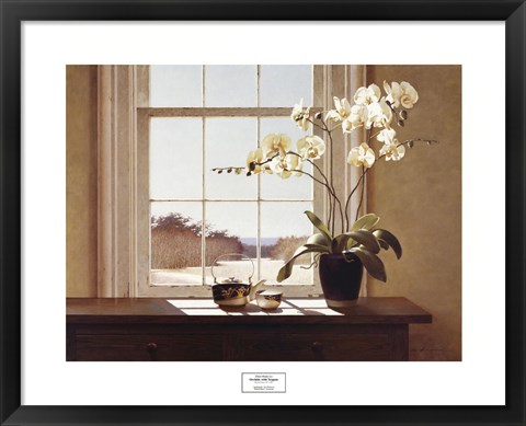 Framed Orchids with Teapots Print