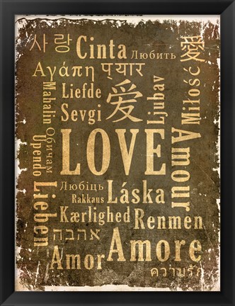 Framed Love in Multiple Languages Print