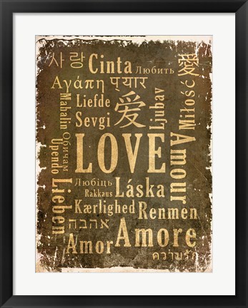 Framed Love in Multiple Languages Print