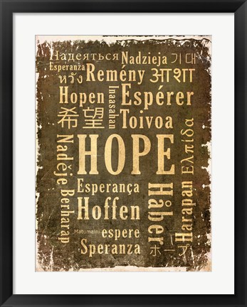 Framed Hope in Multiple Languages Print