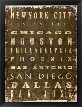 Framed US Cities Print