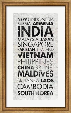 Framed Asia Countries I Print