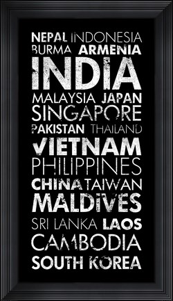 Framed Asia Countries II Print