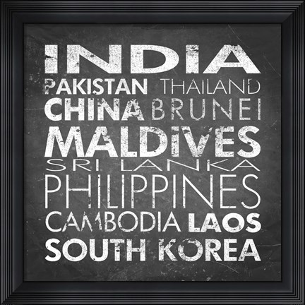 Framed Asia Countries Print