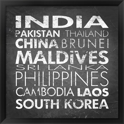 Framed Asia Countries Print