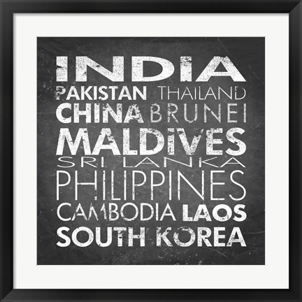 Framed Asia Countries Print