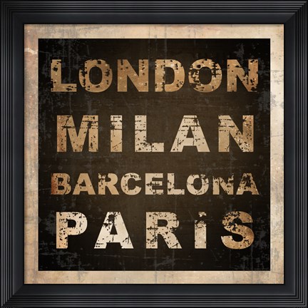 Framed European Cities Square I Print
