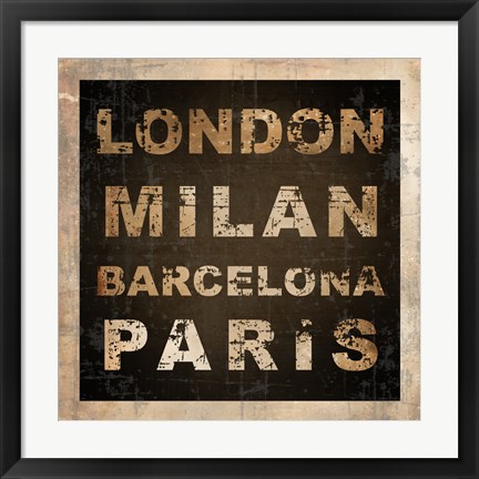 Framed European Cities Square I Print