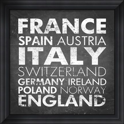 Framed European Countries Print