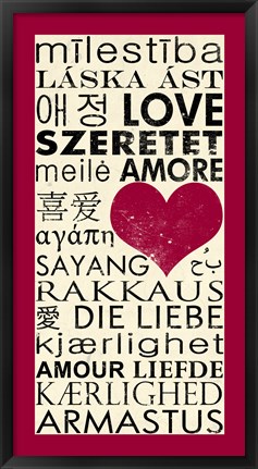 Framed Love Around the World with Red Boarder Print